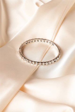 Silver Solid Chain Link Bangle Bracelet